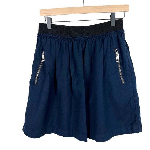 Burberry Brit Wool Twill Elastic Waist Skater Skirt with Exposed Zippers Size 4 - Picture 1 of 7